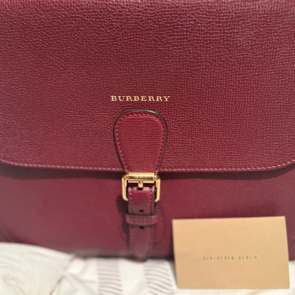 Burberry Deep Red Large Leather Satchel - Picture 3 of 9